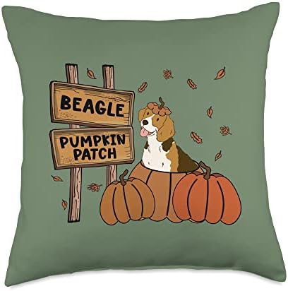 Beagle Pumpkin Patch Dog Lovers Thanksgiving Halloween Throw Pillow by Unknown