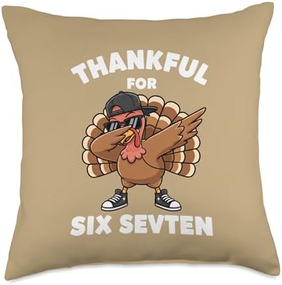Thankful for SIX SEVTEN Funny Dab Turkey Thanksgiving Design Throw Pillow by Unknown