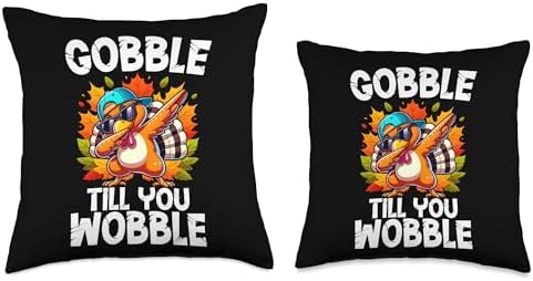 Gobble Till You Wobble Funny Thanksgiving Family Matching Throw Pillow - Image 3
