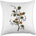 Cottagecore Thanksgiving Fall Graphic Autumn Pumpkin Leaves and Squash Blossoms Throw Pillow, 18x18, Multicolor by Unknown