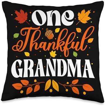 Thanksgiving Family Members Fall Matching Costume One Thankful Thanksgiving Family Autumn Fall Grandma Throw Pillow, 16x16, Multicolor by Unknown
