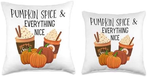 Fall Thanksgiving Pumpkin Spice & Everything Nice Pumpkin Spice and Everything Nice Fall Latte Drink Throw Pillow, 18x18, Multicolor - Image 3