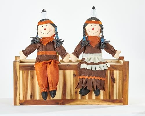 Worth Imports 24" Sitting Thanksgiving Native American Figures, Set of 2 by Worth+Imports