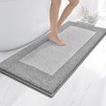 anllugs Bathroom Rugs, 24" x 60" Soft Bath Rugs, Light Grey & Grey