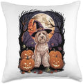 Cavapoo Witch Halloween Dog Lover Pumpkin Fall Thanksgiving Throw Pillow by Unknown