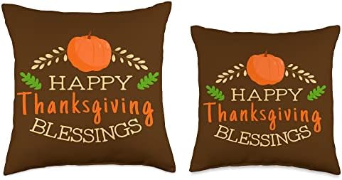 Happy Thanksgiving Blessings Pumpkin Turkey Day 2022 Throw Pillow - Image 3