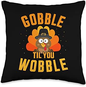 Funny gobble til you wobble turkey for thanksgiving dinner Throw Pillow by Unknown