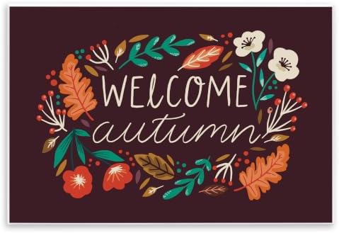 Autumn Fall Botanicals Welcome, 10 x 15 Inch Mounted Print on Wall Plaque by StupellIndustries