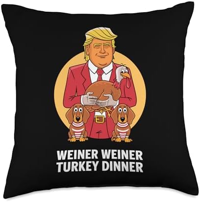Weiner Weiner Turkey Dinner Funny Trump Winner Thanksgiving Throw Pillow by Unknown