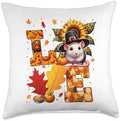LOVE Thanksgiving Rat Fall Leaves Sunflower Rodent Lover Throw Pillow by Unknown