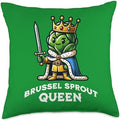Brussel Sprout Queen Funny Thanksgiving Side Vegetable Throw Pillow by Unknown