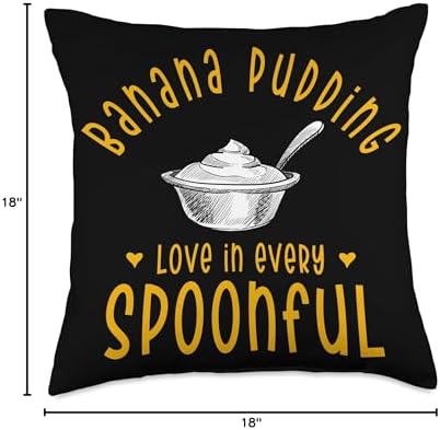 Thanksgiving - Banana Pudding Puding Lover Designs Dessert Banana Cream Pudding Quote Throw Pillow, 18x18, Multicolor - Image 4