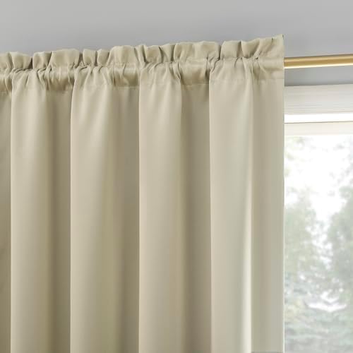 Sun Zero Oslo Theater Grade Extreme 100% Blackout Rod Pocket Curtain Panel, 52" x 95", Cream