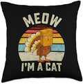 Thanksgiving Funny Turkey Fake Cat Retro Women Men Kids Throw Pillow by Unknown