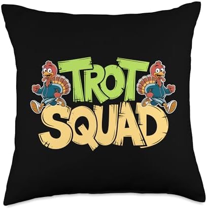 Trot Squad, Friendsgiving Squad Running Thanksgiving Throw Pillow by HadleyDesigns