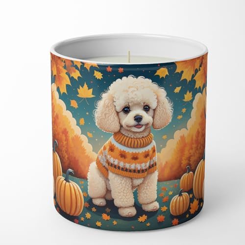 Caroline's Treasures DAC1063CDL Poodle Fall Decorative Soy Candle Nature Soy Wax Essential Oil Home Decor Ideal for Bedroom Kitchen Bath Office Gift, 10 oz by CarolinesTreasures