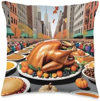 New York City Thanksgiving Parade of Food Throw Pillow by Unknown