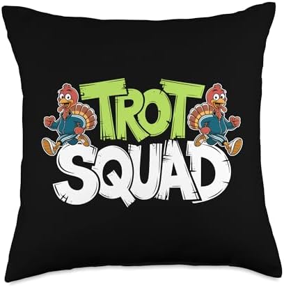 Trot Squad, Friendsgiving Squad Running Thanksgiving Throw Pillow by HadleyDesigns