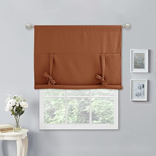 NICETOWN Kitchen Window Curtains - Tie Up Shade Light Filter Roman Shade Drapes Rod Pocket Valance Elegant for Decoration, 40 x 54 inches, Burnt Orange, 1 Panel - Image 6