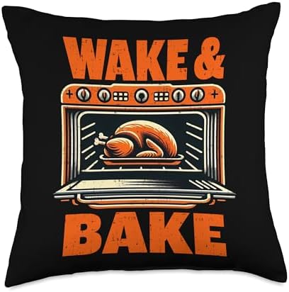 Funny Turkey Day Thanksgiving Dad Men Women Wake And Bake Throw Pillow by Unknown