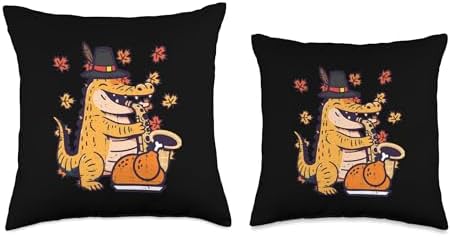 Thanksgiving Crocodile Saxophone Alligator Fall Men Women Throw Pillow - Image 3