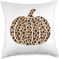 Leopard Pumpkin Halloween Thanksgiving Throw Pillow by Unknown
