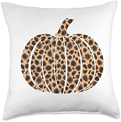 Leopard Pumpkin Halloween Thanksgiving Throw Pillow by Unknown