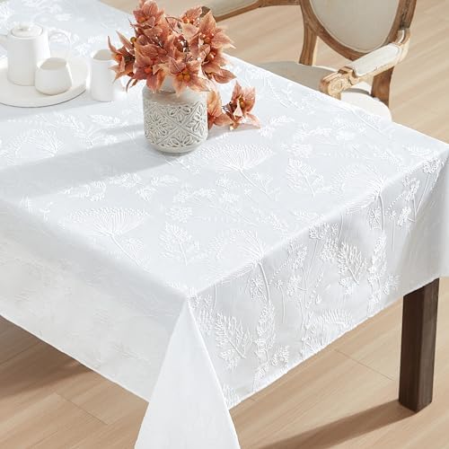 Laura Ashley Raised Embroidered Tablecloth, 60" x 102", Cynthia White - Image 4