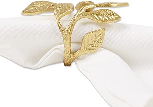DII Christmas Thanksgiving Holiday Tabletop Décor Collection Decorative Napkin Ring Holder Set, 2.25" Diameter, Gold Vine, 6 Piece - Image 4