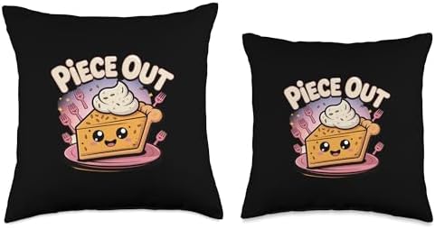Piece Out Pumpkin Pie Cute Thanksgiving Dessert Throw Pillow - Image 3