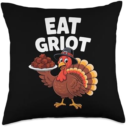 Thanksgiving Turkey Eat Griot Throw Pillow by Unknown
