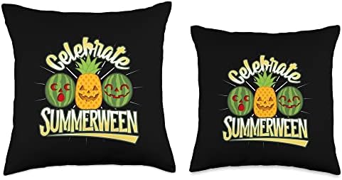 Summer Halloween Jack O Lantern Celebrate Summerween Throw Pillow
