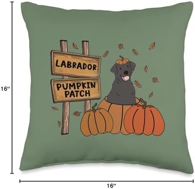 Labrador Pumpkin Patch Dog Lovers Thanksgiving Halloween Throw Pillow - Image 4