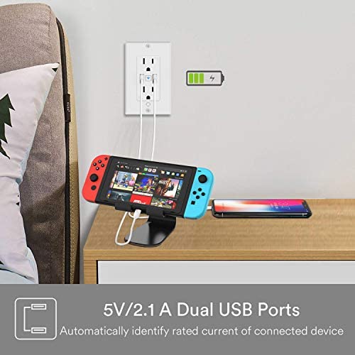 Smart in Wall Outlet, Standard Electrical Outlets with 2 USB Ports & 2 Plugs, Work with Alexa Google Home 15 Amp Outlet ETL FCC for Home Office | Tamper-Resistant, No Hub Required, 2.4G WiFi Outlet, Works with Alexa/Google Home, Kitchen/Bedroom/Office,...