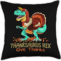 Coolest Turkey Trex Dinosaur Happy Thanksgiving Boys Funny Throw Pillow by Unknown