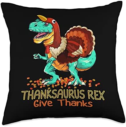 Coolest Turkey Trex Dinosaur Happy Thanksgiving Boys Funny Throw Pillow by Unknown