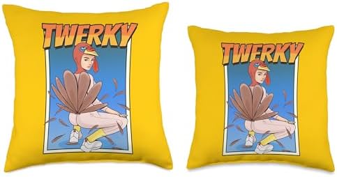 Twerky Pun Funny Thanksgiving Turkey Butt Twerk Dance Throw Pillow - Image 3