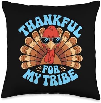 Thankful For My Tribe, Friendsgiving Squad, Thanksgiving Throw Pillow by HadleyDesigns