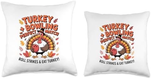 Turkey Playing Bowling Thanksgiving Turkey Tail Bowling Throw Pillow - Image 3