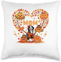 Mom Thanksgiving Bernedoodle Pupmkins Fall Tree Cute Heart Throw Pillow by Unknown