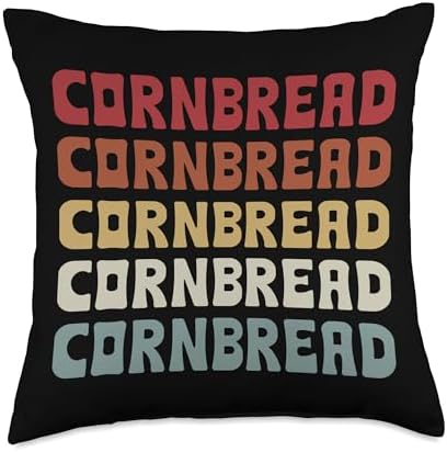 Cornbread Designs Thanksgiving Food Lovers Cornbread Typeset Southern Sweet Homemade Corn Bread Recipe Throw Pillow, 18x18, Multicolor by Unknown