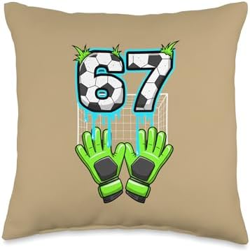 Thanksgiving 67 Six Seven Soccer Goalkeeper Meme 6 7 Turkey Throw Pillow by Unknown