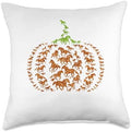 Group Horses Pumpkin Cute Shape Halloween Thanksgiving Throw Pillow by Unknown