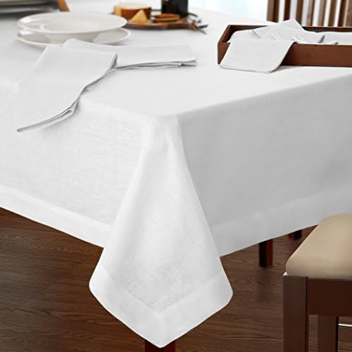 Elrene Home Fashions Villeroy & Boch La Classica Linen Tablecloth, Great for Formal Dining or Everyday Use, 70 Inches by 126 Inches, White - Image 2