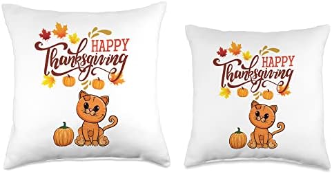 Happy Thanksgiving Fall Kitty Cat Throw Pillow - Image 3