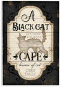 Black Cat Vintage Halloween, 10 x 15 Inch Mounted Print on Wall Plaque