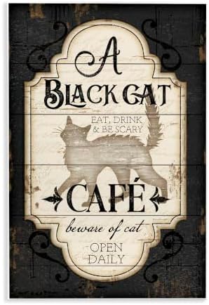 Black Cat Vintage Halloween, 13 x 19 Inch Mounted Print on Wall Plaque