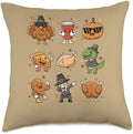 Mythical & Prehistoric Thanksgiving Dinosaur Pilgrim Turkey Throw Pillow by Unknown