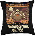 Horror Thanksgiving Turkey with Creepy Pumpkins Throw Pillow by Unknown