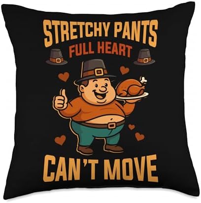 Stretchy Pants Full Heart Thanksgiving Turkey Autumn Season Throw Pillow by Unknown